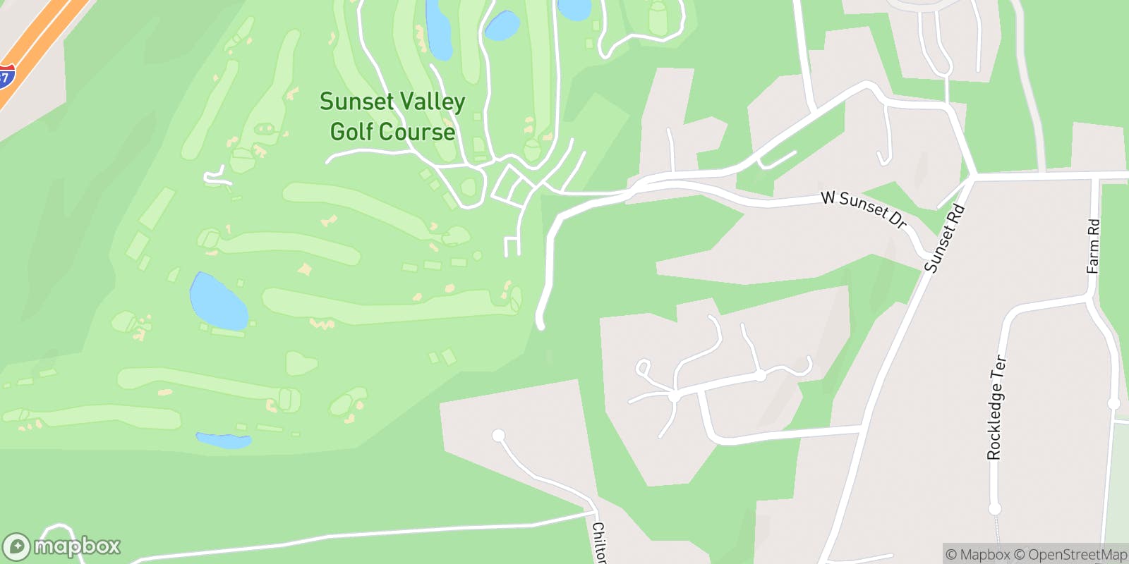 Street map of Sunset Valley Golf Course and its local surroundings.