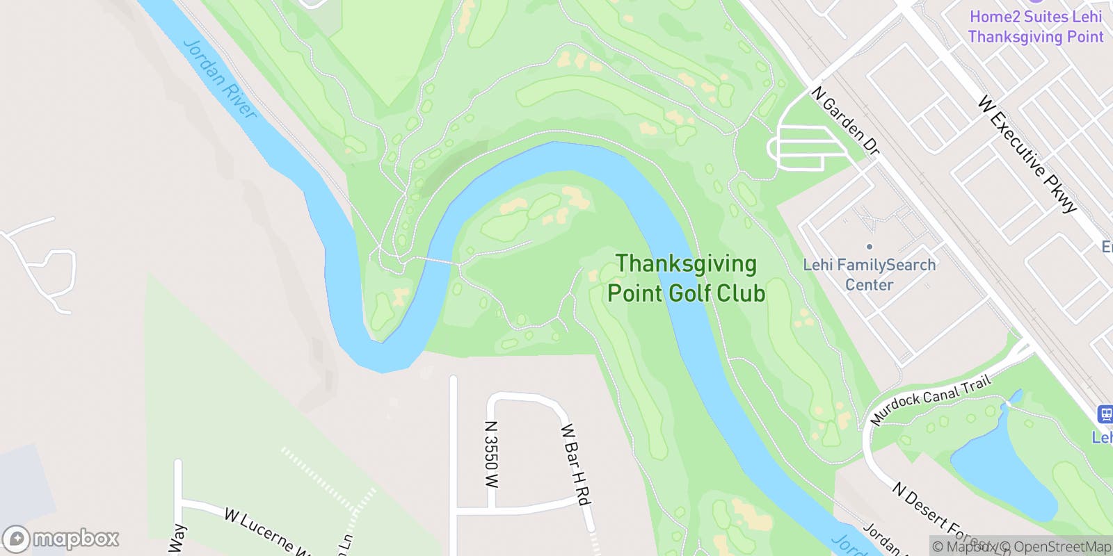 Street map of Thanksgiving Point Golf Club and its local surroundings.