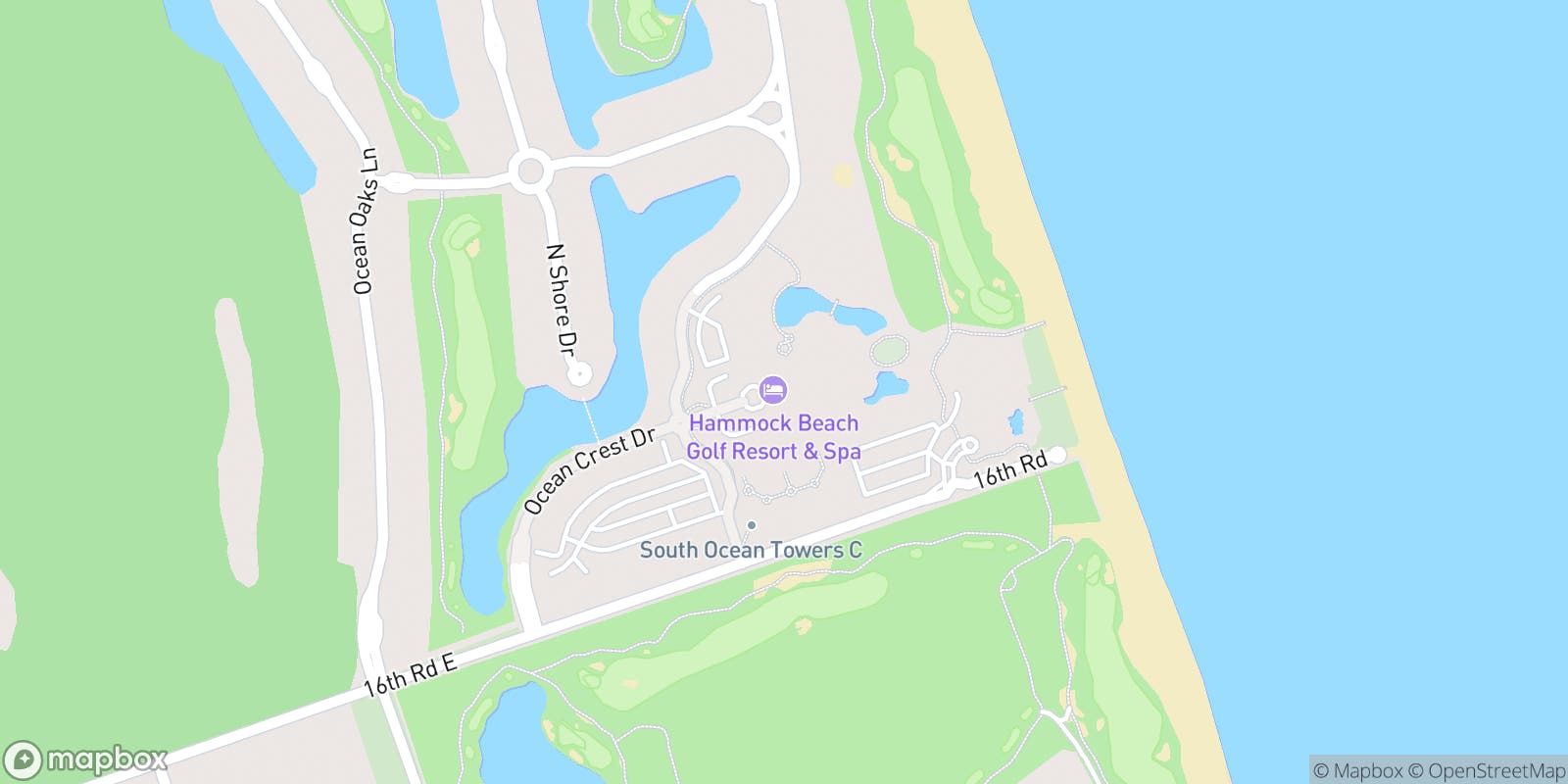 Street map of The Club at Hammock Beach and its local surroundings.