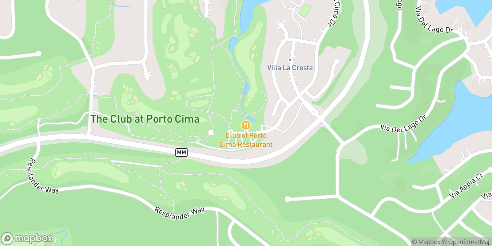 Street map of The Club at Porto Cima and its local surroundings.