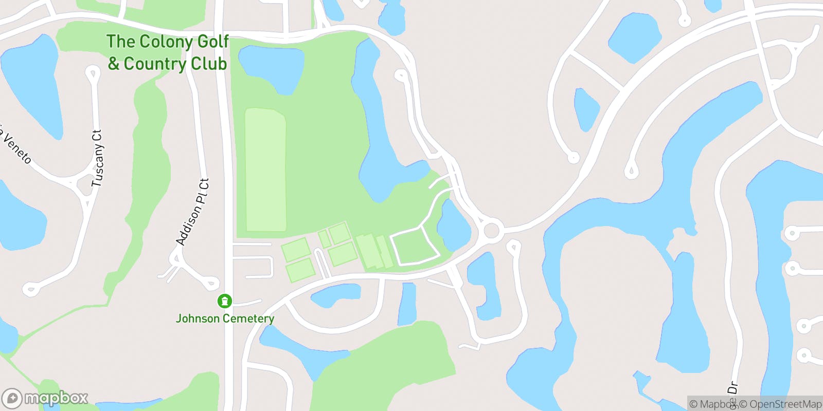 Street map of The Colony Golf & Country Club and its local surroundings.