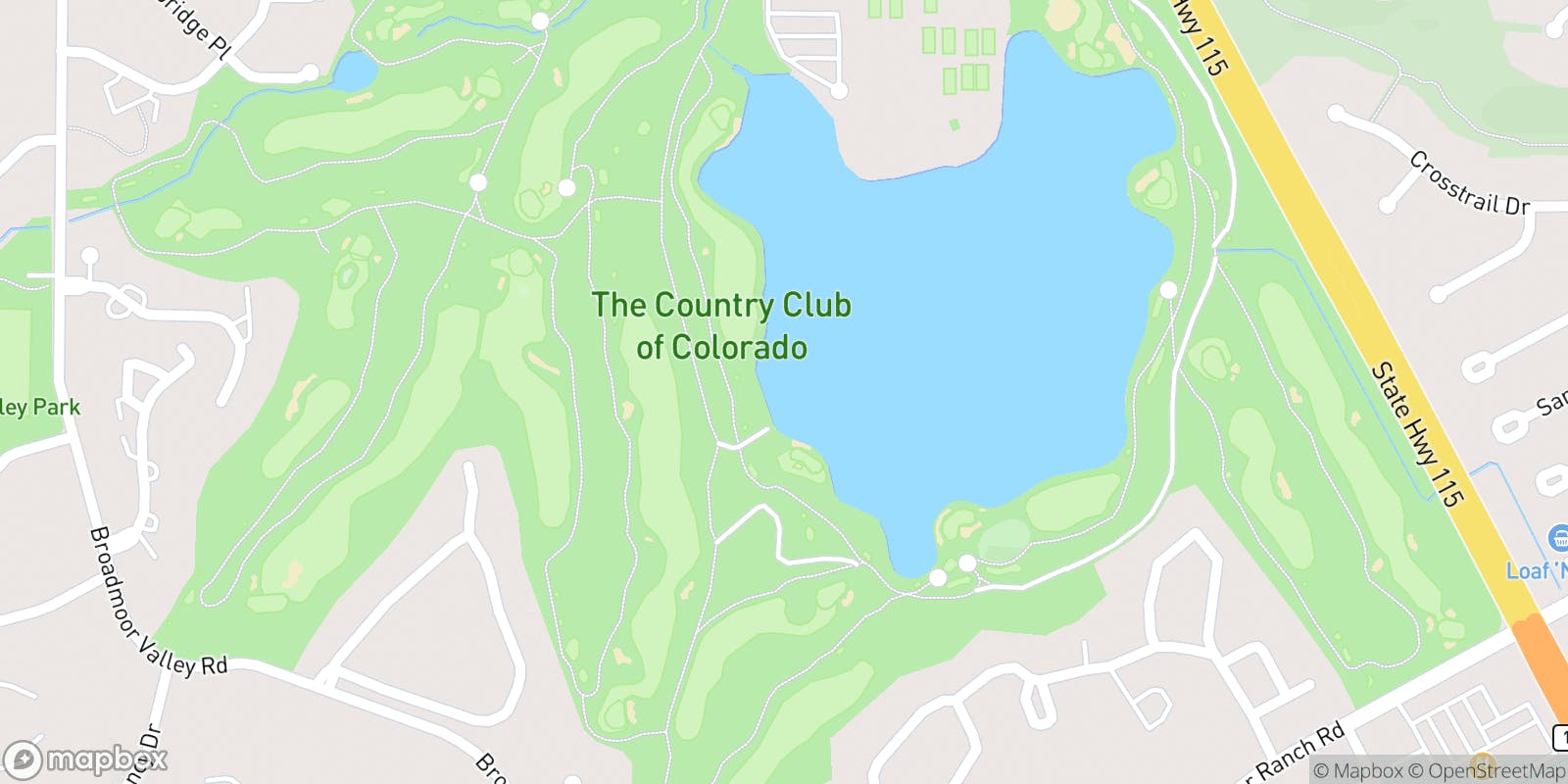 Street map of The Country Club of Colorado at Cheyenne Mountain  and its local surroundings.