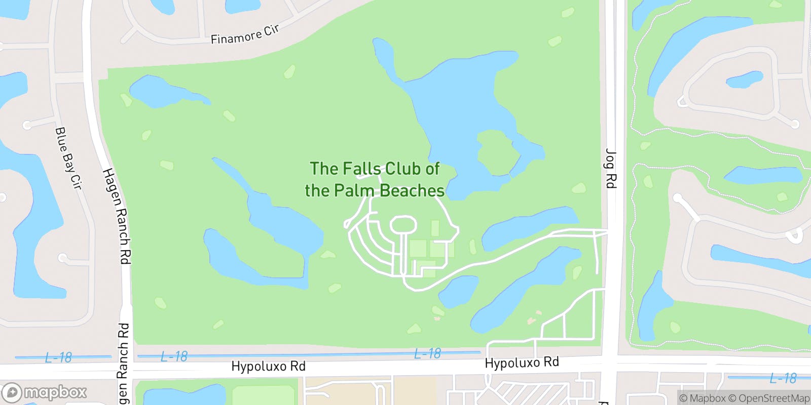 Street map of The Falls Club and its local surroundings.