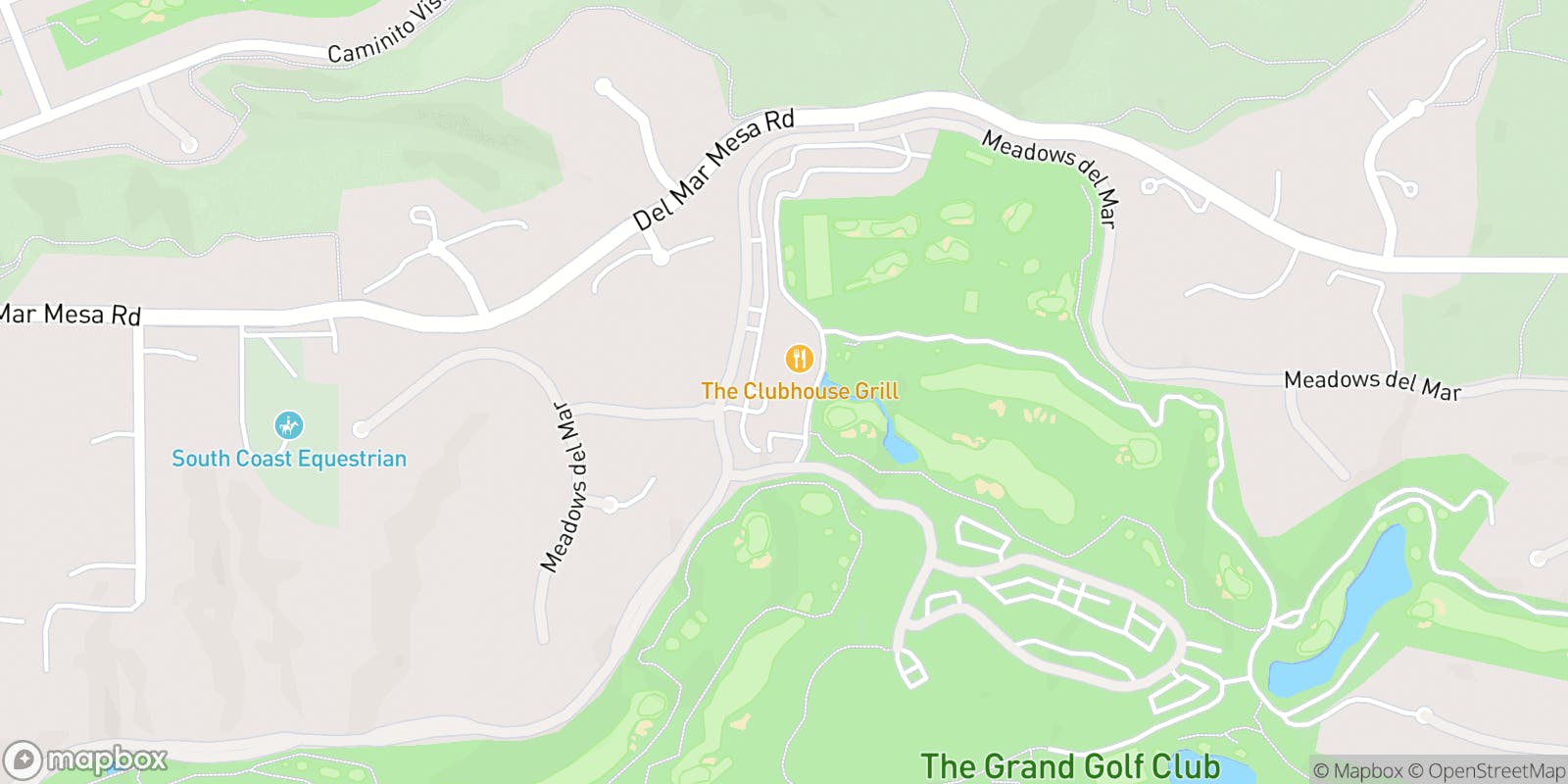 Street map of The Grand Golf Club at Grand Del Mar and its local surroundings.