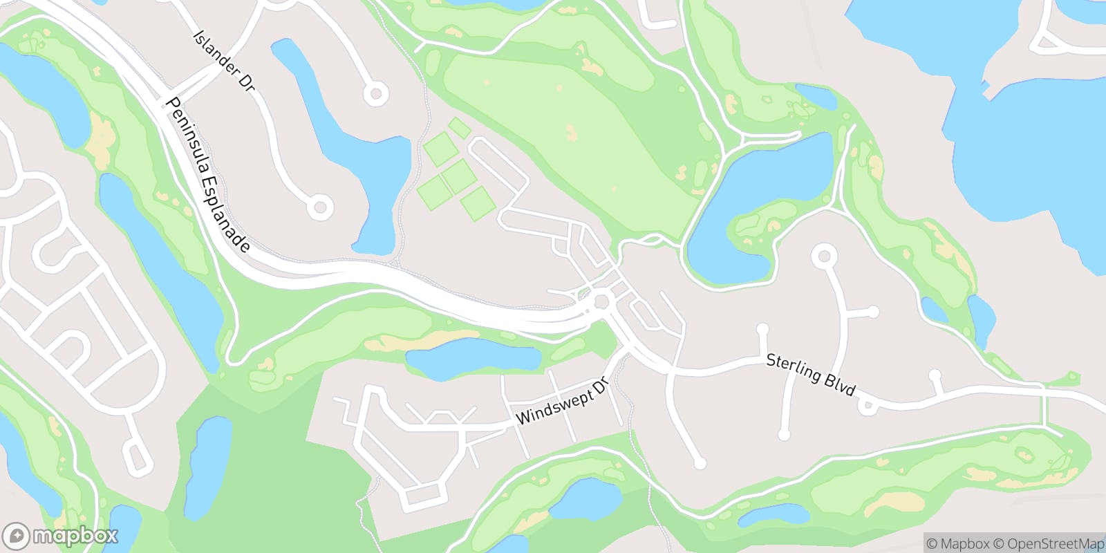 Street map of The Peninsula Golf & Country Club and its local surroundings.