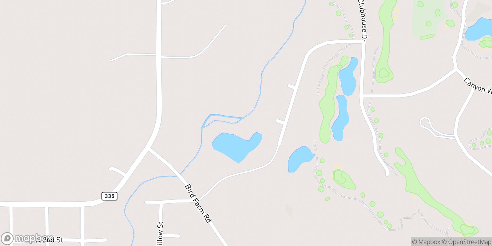 Street map of The Powder Horn Golf Club and its local surroundings.