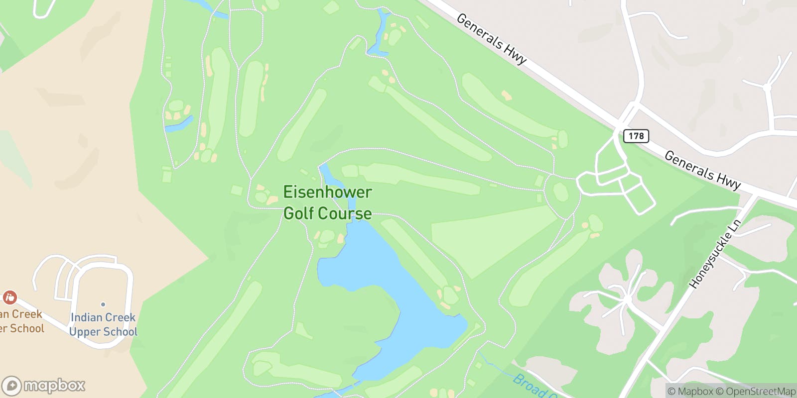 Street map of The Preserve at Eisenhower Golf Course and its local surroundings.