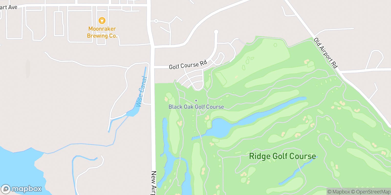 Street map of The Ridge Golf and Event Center and its local surroundings.