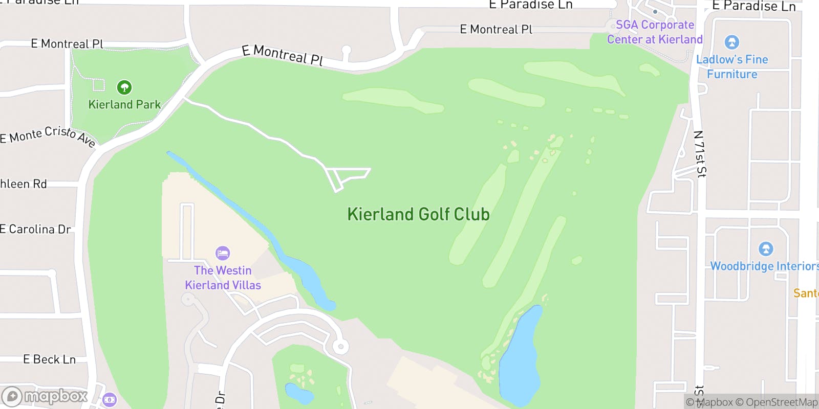 Street map of The Westin Kierland Golf Club and its local surroundings.