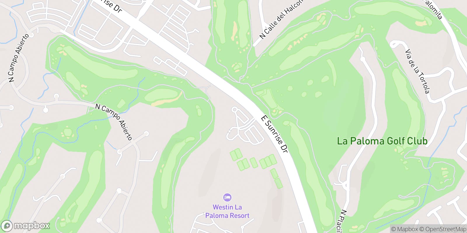 Street map of The Westin La Paloma Resort & Spa and its local surroundings.