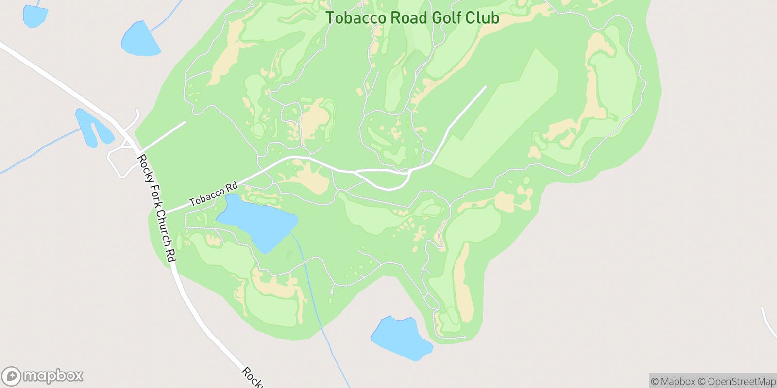 Street map of Tobacco Road Golf Course and its local surroundings.