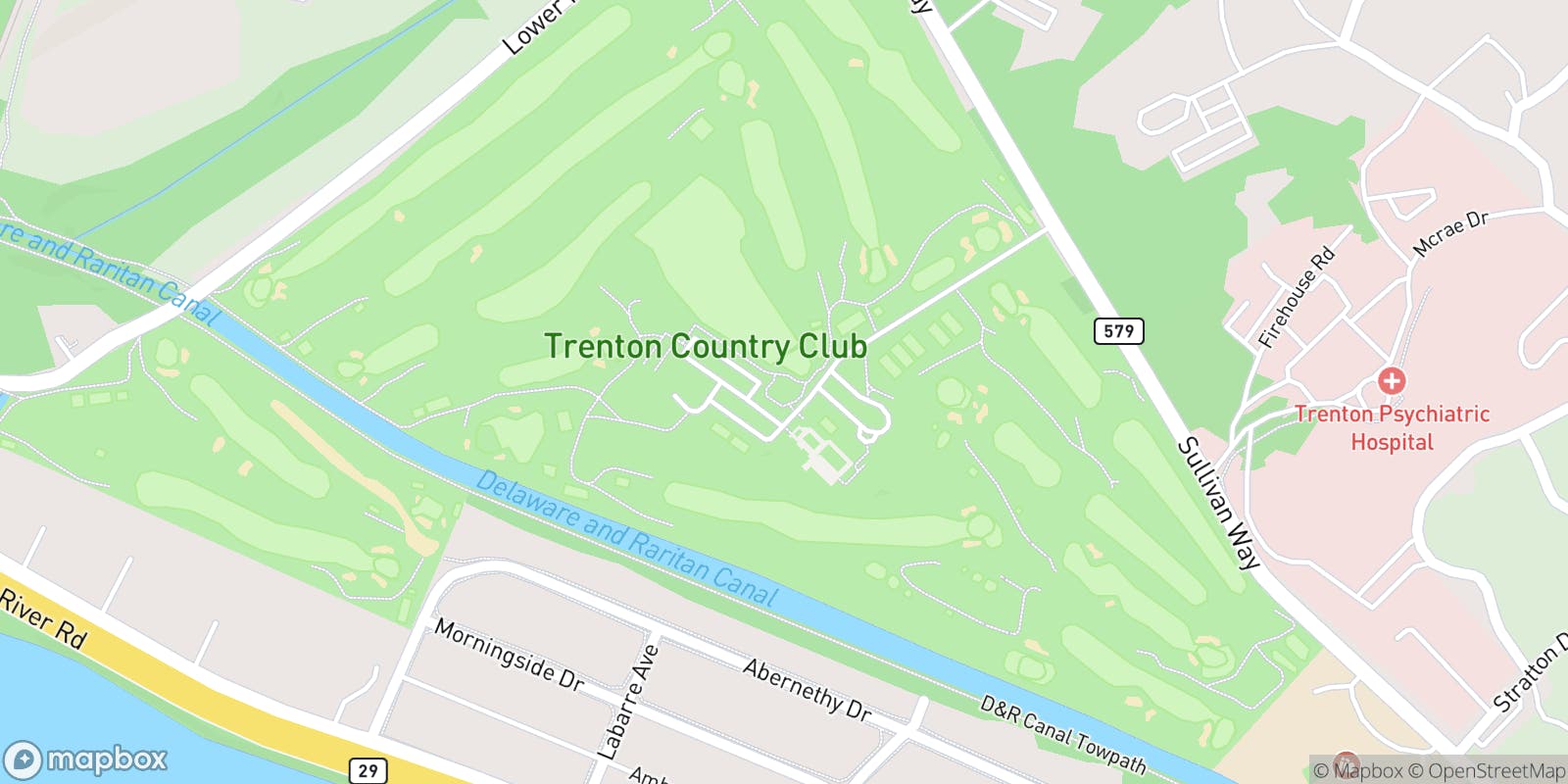 Street map of Trenton Country Club and its local surroundings.