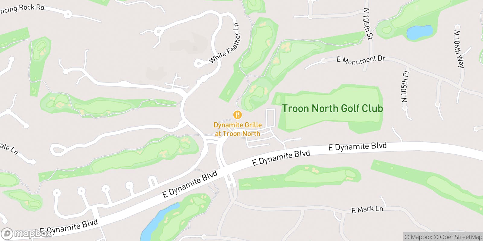 Street map of Troon North Golf Club and its local surroundings.