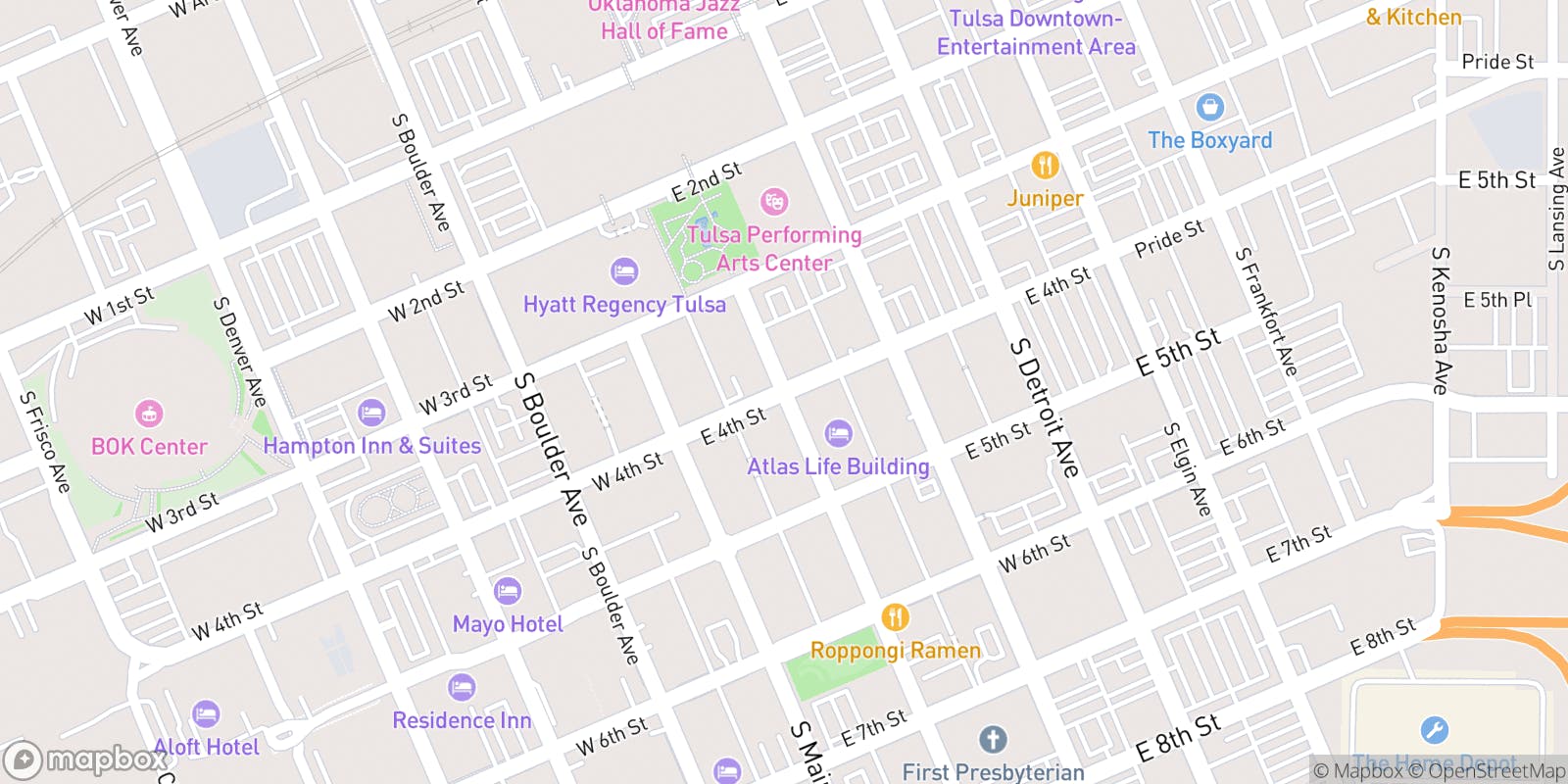 Street map of Tulsa Golf and its local surroundings.