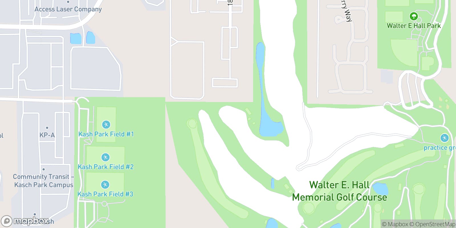 Street map of Walter Hall Golf Course and its local surroundings.