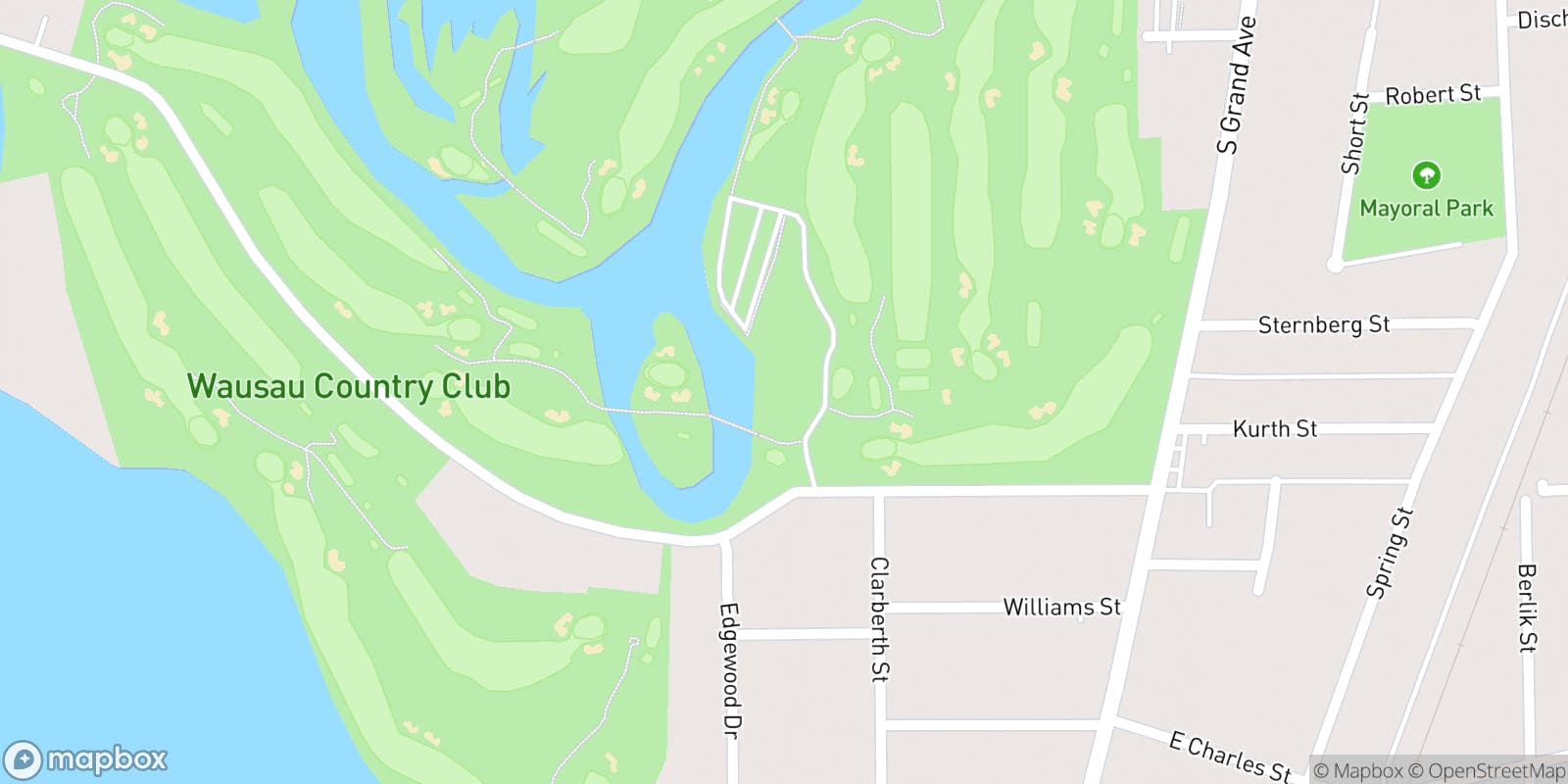 Street map of Wausau Country Club and its local surroundings.