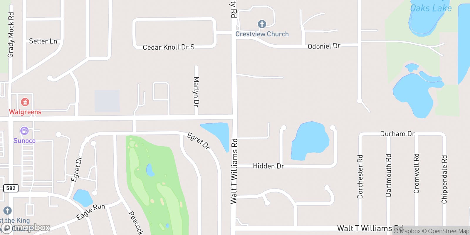 Street map of West Bay Club and its local surroundings.