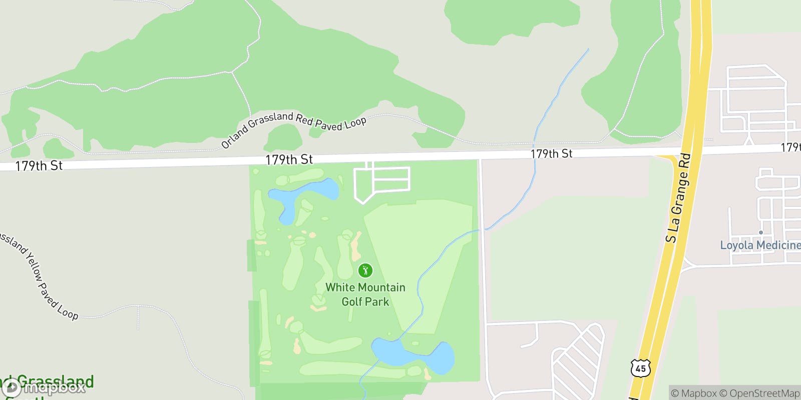 Street map of White Mountain Golf Park and its local surroundings.