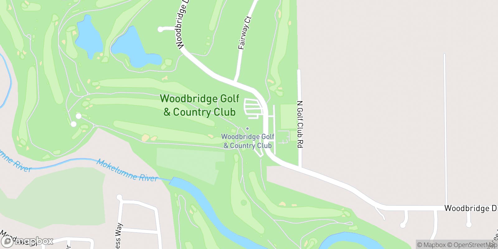 Street map of Woodbridge Golf & Country Club and its local surroundings.