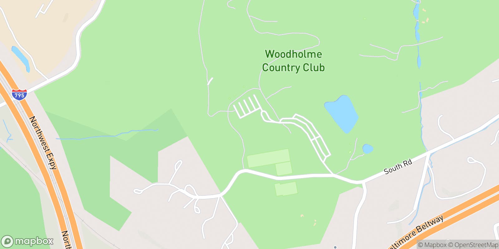 Street map of Woodholme Country Club and its local surroundings.